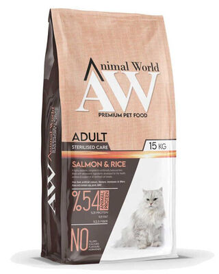 Animal World - Animal World Sterilised Somonlu Kısırlaştırılmış Kedi Maması 15 Kg