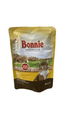 Bonnie - Bonnie Sığır Etli Kısırlaştırılmış Kedi Yaş Mama 85 gr