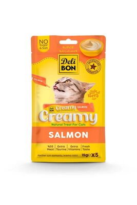 Delibon - Delibon Creamy Kedi Ödül Maması Somonlu 15gr 5li Paket