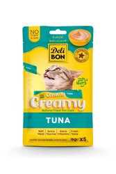 Delibon Creamy Kedi Ödül Maması Ton Balıklı 15gr 5li Paket - Thumbnail