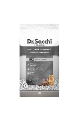 Dr. Sacchi - Dr.sacchi Aktif Karbonlu Bentonit Kedi Kumu 10 Lt