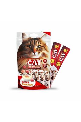 EuroGold - EuroGold Sıvı Kedi Ödülü Dana - Tavuk Etli 5x15Gr