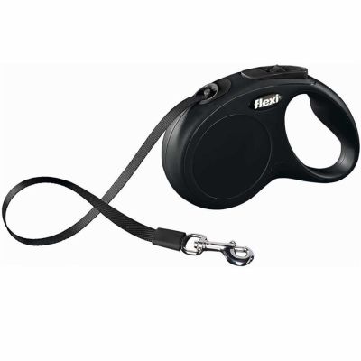 Flexi - Flexi New Classic Otomatik Şerit Köpek Gezdirme Tasması XS 12 KG 3M SİYAH