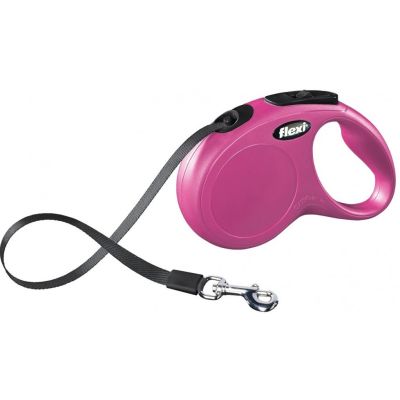 Flexi - Flexi New Classic Otomatik Şerit Köpek Gezdirme Tasması XS 12 KG 3M PEMBE