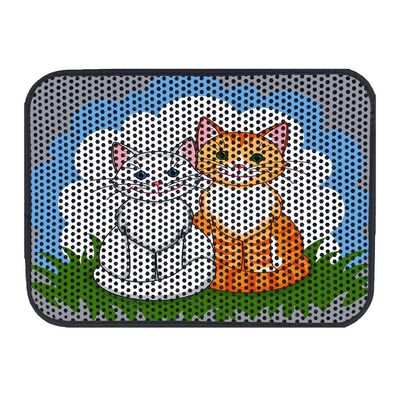 Glipet - Glipet Kedi Tuvalet Önü Elekli Paspas Bahçedeki Kediler 60x45 Cm