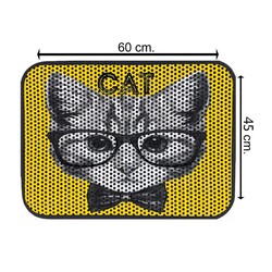 Glipet Kedi Tuvalet Önü Elekli Paspas Glasses Cat Sarı 60x45 cm - Thumbnail