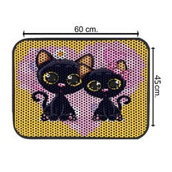 Glipet Kedi Tuvalet Önü Elekli Paspas Şirin İki Kedi 60x45 Cm - Thumbnail