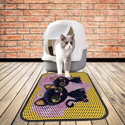 Glipet Kedi Tuvalet Önü Elekli Paspas Şirin İki Kedi 60x45 Cm - Thumbnail