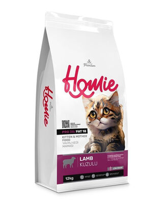 Homie - Homie Düşük Tahıllı Kuzulu Yavru Ve Anne Kedi Maması 12 Kg