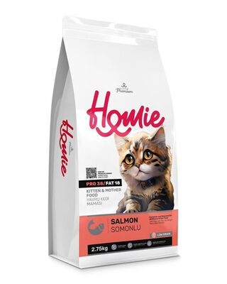 Homie - Homie Düşük Tahıllı Somonlu Yavru Ve Anne Kedi Maması 2.75 Kg