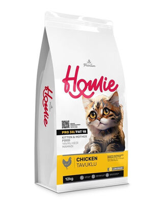 Homie - Homie Super Premium Düşük Tahıllı Tavuklu Yavru ve Anne Kedi Maması 12 Kg