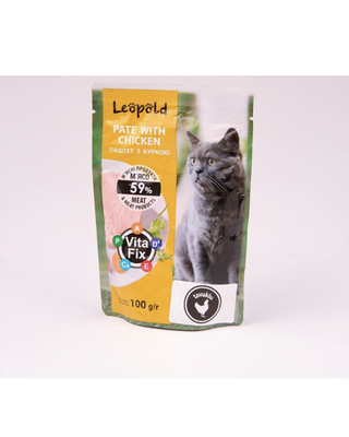 LEÖPÖLD - LEÖPÖLD Yetişkin Kediler için Ezme Formunda Tavuk Etli Yaş Mama 100 Gr 24'LÜ PAKET