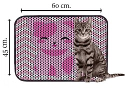 Miapet Elekli Desenli Kedi Tuvalet Önü Paspası 60 x 45 cm Pink - Thumbnail