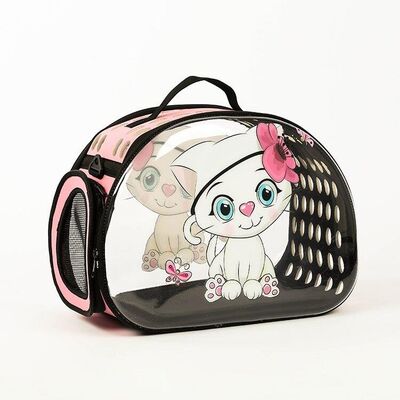 Miapet - Miapet Şeffaf Desenli Kedi Köpek Taşıma Çantası 42 x 26 x 35 cm Kelebek