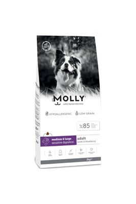 Molly - Molly Medium Adult Kuzu Etli & Yaban Mersinli Orta ve Büyük Irk Yetişkin Köpek Maması 2 Kg