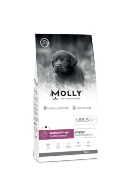 Molly - Molly Medium Puppy Kuzu Etli & Yaban Mersinli Orta ve Büyük Irk Yavru Köpek Maması 2 Kg