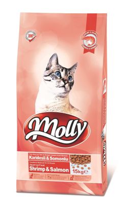 Molly - Molly Somon ve Karidesli Yetişkin Kedi Maması 15 KG