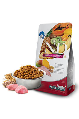 N & D - N & D Tropical Selection Tavuklu Ve Tropikal Meyveli Yetişkin Kedi Maması 4+1 Kg