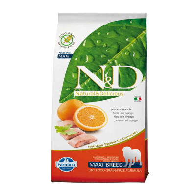 N&D - N&D Tahılsız Balıklı Portakallı Büyük Irk Yetişkin Köpek Maması 12 KG