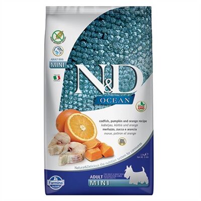 N&D - N&D Ocean Bal Kabaklı Morina Balıklı ve Portakallı Küçük Irk Tahılsız Yetişkin Köpek Maması 2,5kg