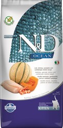 N&D Ocean Morina Balıklı Bal Kabaklı Karidesli ve Kavunlu Tahılsız Yavru Kedi Maması 5kg - Thumbnail