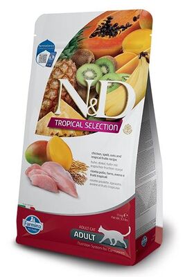 N&D - N&D Tropical Tavuk Etli, Kılçıksız Buğday ve Tropikal Meyveli Yetişkin Kedi Maması 1,5 Kg