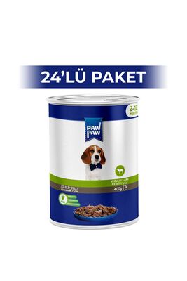 Paw Paw - Paw Paw Jelly Kuzulu Yavru Köpek Konserve Maması 400 gr 24 Adet