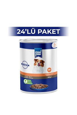 Paw Paw - Paw Paw Jelly Somonlu Yetişkin Köpek Konserve Maması 400 gr 24 Adet