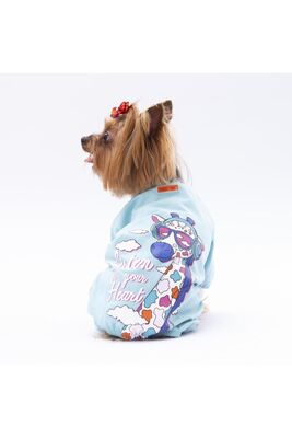 Pawstar - Pawstar Bebe Mavi Giraffe Kedi Köpek Pijaması - Kedi Köpek Tulumu - Kedi Köpek Kıyafeti 2XL