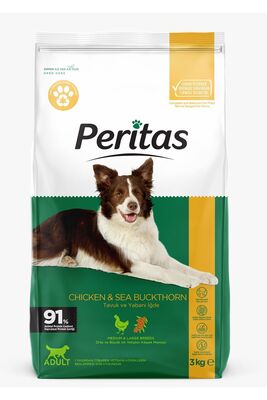 PERİTAS - PERİTAS Yetişkin Orta-Büyük Irk Tavuklu ve Yabani İğdeli Köpek Maması 3 KG