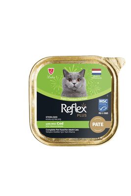 Reflex - Reflex Plus Alu Tray 85 gr Morina Balıklı Kıyılmış Pate Kısır Kedi Yaş Mama