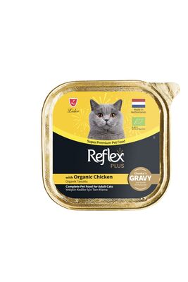 Reflex - Reflex Plus Alu Tray 85 gr Organik Tavuklu Sos içinde Et parçacıklı Yetişkin Kedi Yaş Mama