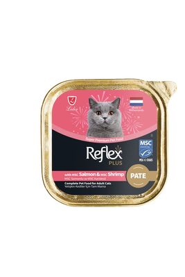 Reflex - Reflex Plus Alu Tray 85 gr Somon ve Karidesli Kıyılmış Pate Yetişkin Kedi Yaş Mama