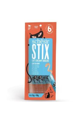 Schesir - Schesir Cat Stick Somonlu Sıvı Kedi Ödül Maması 6 Adet 15 gr