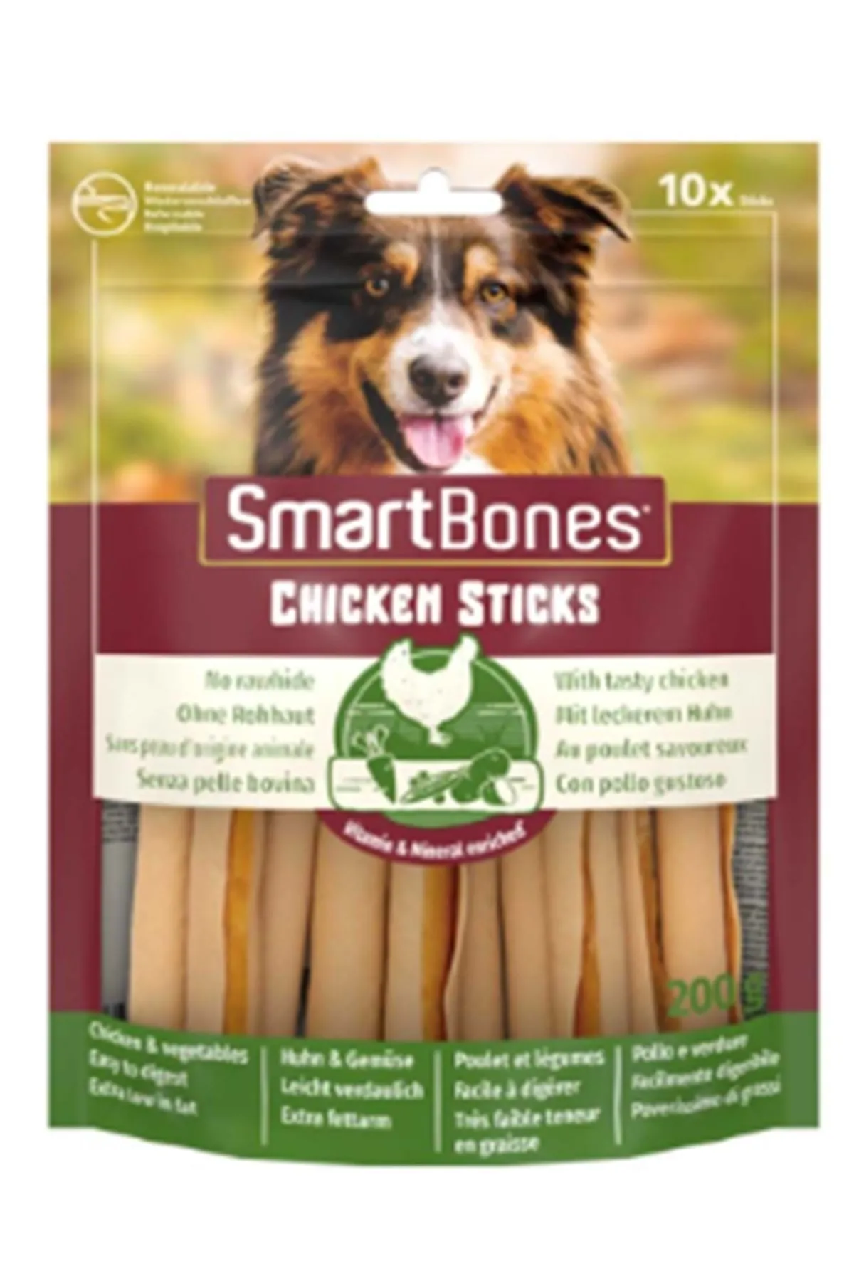 SmartBones - Smart Bones Stick Tavuklu Köpek Ödül Çubuğu 10 Adet 200Gr