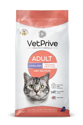 VetPrive - VetPrive Sterilised Somonlu Kısır Kedi Maması 1.5 Kg